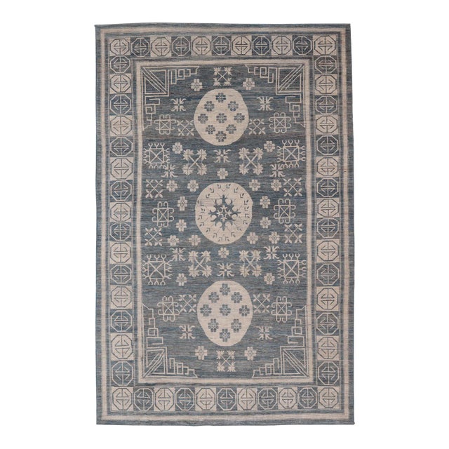 Modern Khotan Rug With Circular Medallions by Keivan Woven Arts 10'6 X 16'3 For Sale