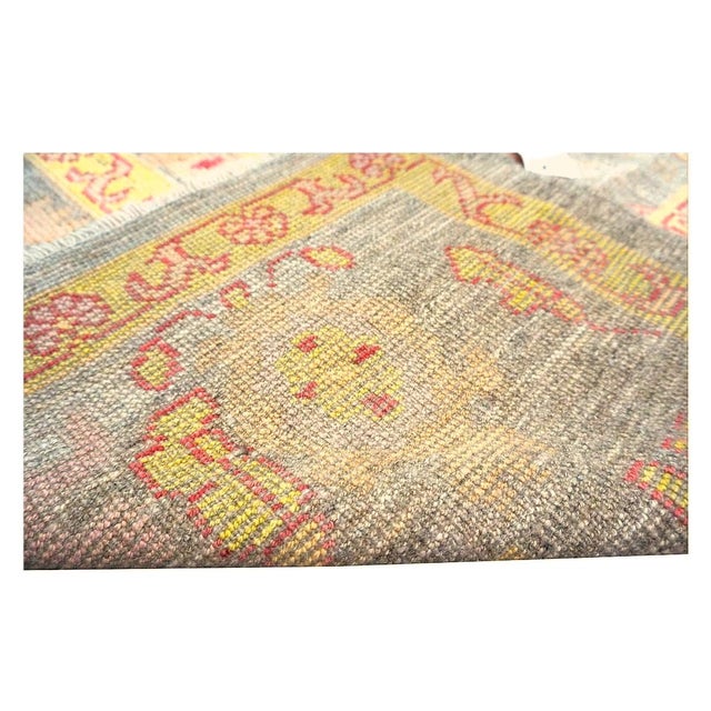 Persian Oushak Wool 8x11 Grey, Red, & Yellow Handmade Area Rug #1143973 For Sale - Image 9 of 10
