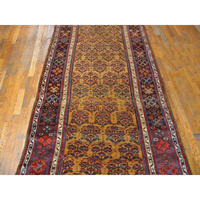19th Century W. Persian Kurdish Rug ( 3'10" x 13'7" - 117 x 414 ) Antique Kurdish Persian Yellow 1880s Rug, Circa Date:...