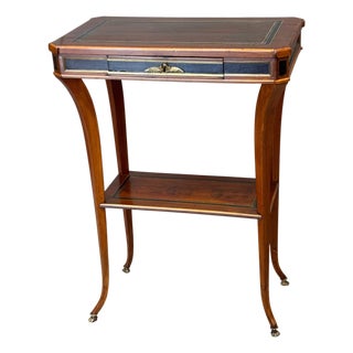 Continental Neoclassical Inlaid Mahogany Two-Tier Side Table For Sale
