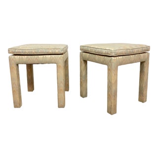 1980s Square Ottomans - a Pair For Sale