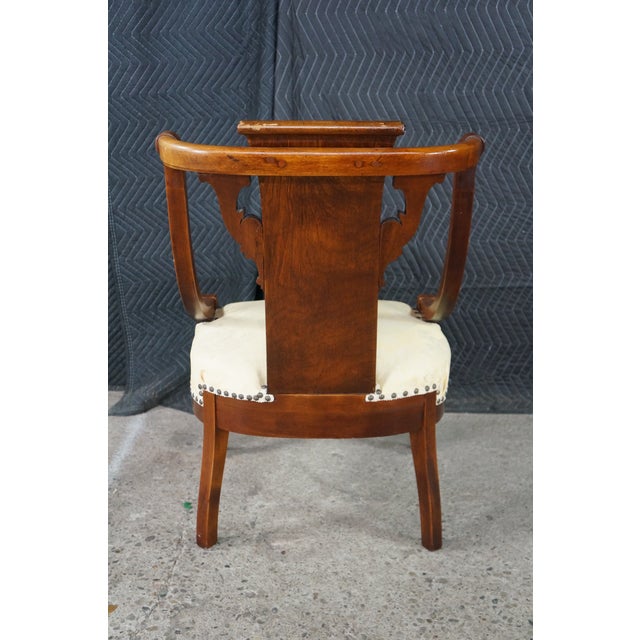 Antique 19th C. Mahogany Regency Empire Klismos Library Desk Gondola Arm Chair For Sale - Image 11 of 18