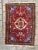 Beautiful little mid century Hamadan rug with beautiful geometrical design with nice colors in a red field with light...
