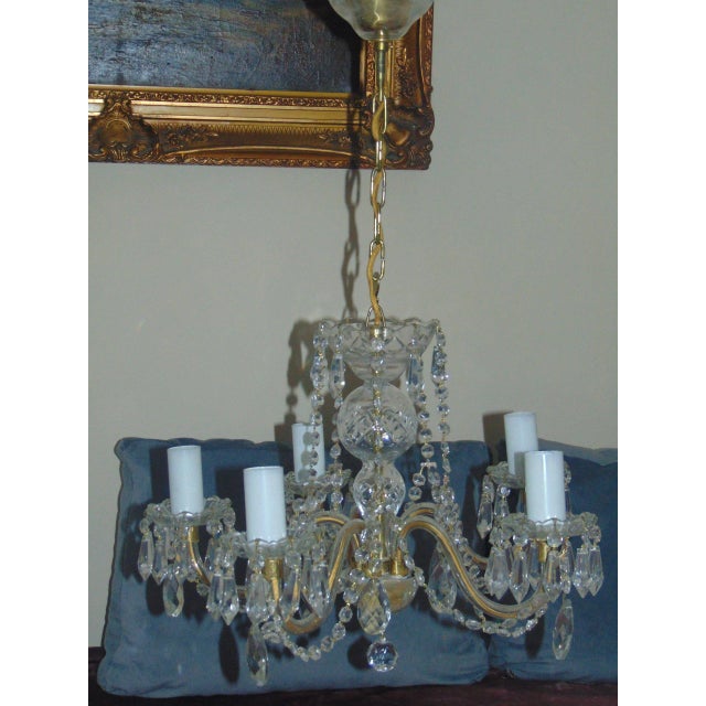 Chandelier with Glass Crystals, 1950s For Sale - Image 12 of 12