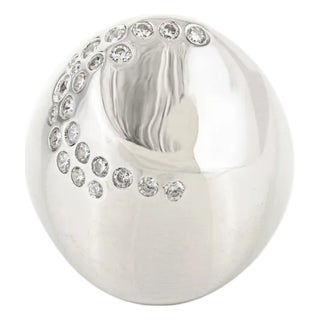 Sculptural Sterling Silver Dome Ring With Cz Stone by Carat&her - Size 8 For Sale