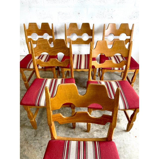 Henning Kjaernulf Henning Kjaernulf Oak Razorbacks Dining Chairs Primitive Brutalist Oak For Sale - Image 4 of 10
