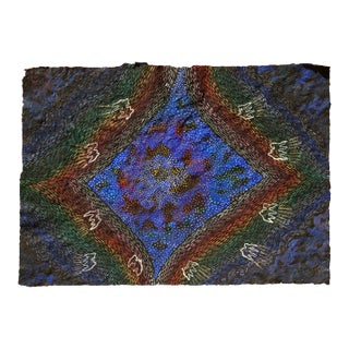 1989 "Kabbalah" Modern Blue, Green, and Red Hebrew Inspired Abstract Painting by Dee Wolff For Sale