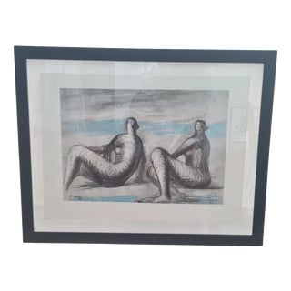 Henry Moore, Nude Two Women Seated on Beach, 1979, Lithograph, Framed For Sale