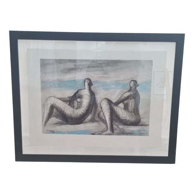Henry Moore, Nude Two Women Seated on Beach, 1979, Lithograph, Framed For Sale