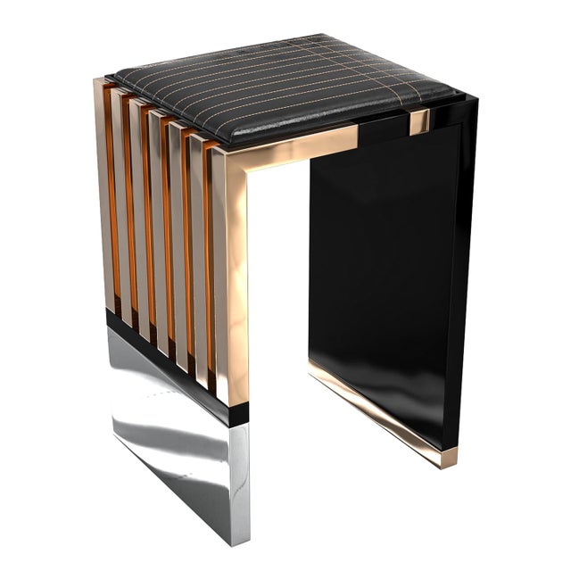 Metal "Stabilità" Bar Stool With Stainless Steel and Bronze For Sale - Image 7 of 8