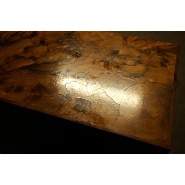 Wood Petite 4 Drawer Burl Olivewood Campaign Style Chest For Sale - Image 7 of 9