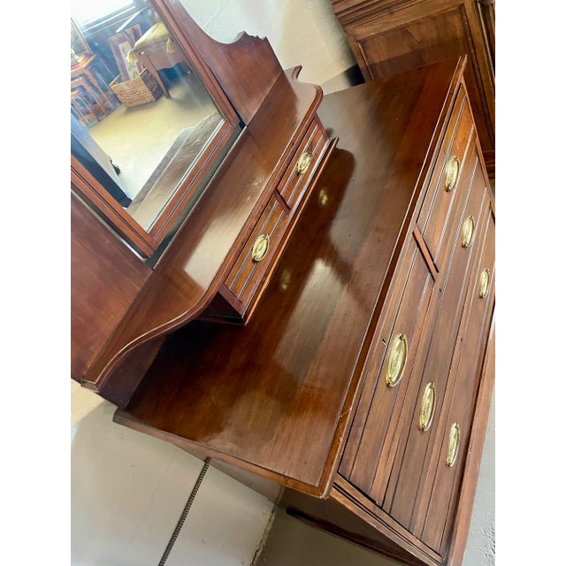 Early 20th Century Mahogany Dressing Chest With Mirror For Sale - Image 4 of 11