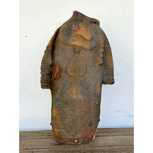 Vintage Original Studio Pottery Terracotta Fish Umbrella Stand For Sale In West Palm - Image 6 of 12