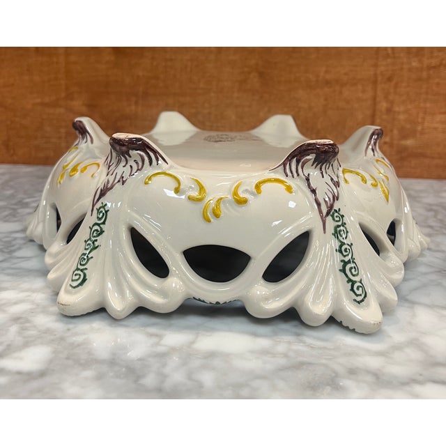 Coimbra Ceramic - Hand Painted Portuguese Fruit Basket 1 For Sale - Image 9 of 11