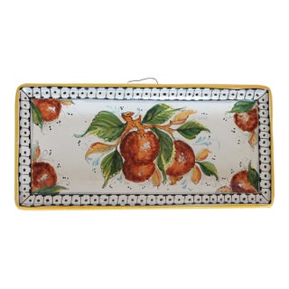 Vintage Hand-Painted Ceramic Serving Dish or Wall Hanging For Sale