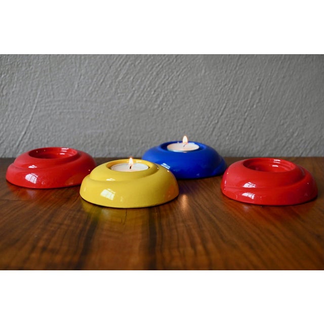 Glazed Ceramic Candleholders from Scheurich, 1980s, Set of 4 For Sale - Image 6 of 6