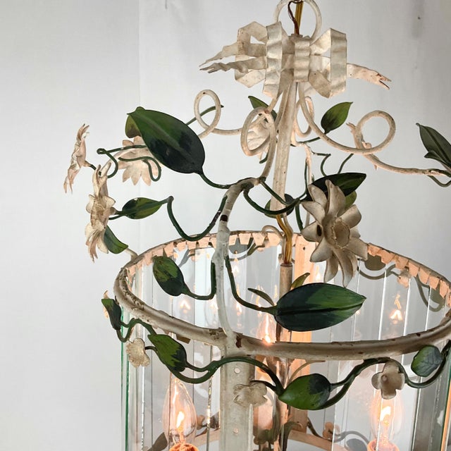 1950s Hand Painted Italian Floral Lantern For Sale - Image 4 of 9