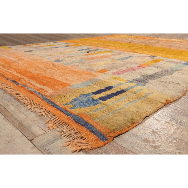 Orange Contemporary Beni Mrirt Moroccan Rug, 10'10 X 15'01 For Sale - Image 8 of 10