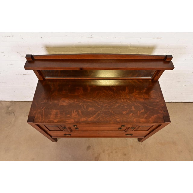 Stickley Brothers Style Antique Mission Oak Arts & Crafts Sideboard or Bar Cabinet, Circa 1900 For Sale - Image 10 of 14