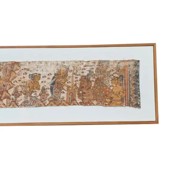 Bali Hindu Textile Framed 'Kamasan' Painting, Indonesia C. 1900 For Sale - Image 9 of 14