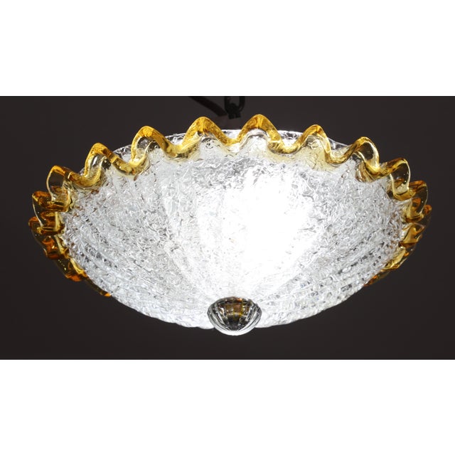 Italian 1980s Italian Yellow Large Size Murano Glass Ceiling Fixture, Murano For Sale - Image 3 of 8