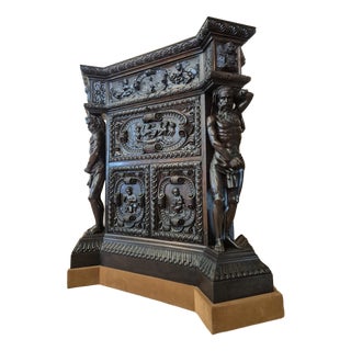 Renaissance-Style Castle Buffet with Atlantes, 19th Century For Sale