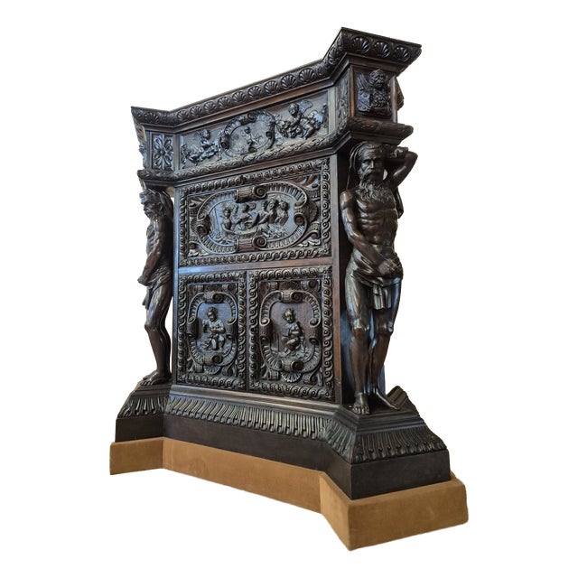 Renaissance-Style Castle Buffet with Atlantes, 19th Century For Sale