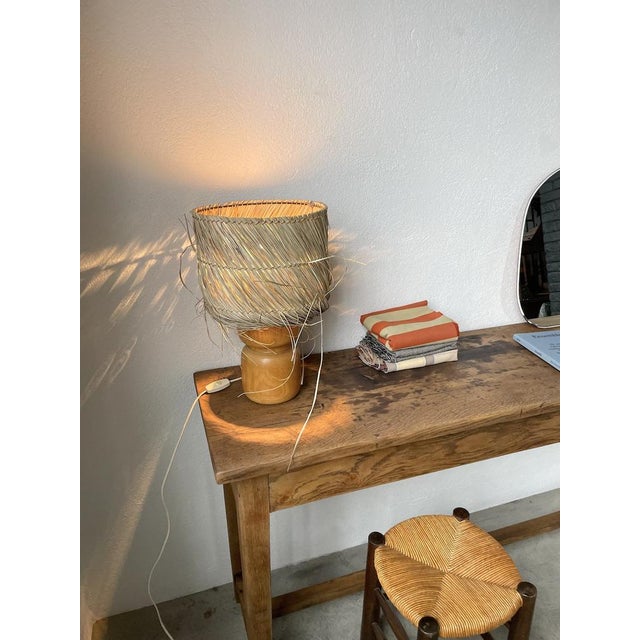 Vintage Wood and Straw Lamp, 1950s For Sale - Image 13 of 18
