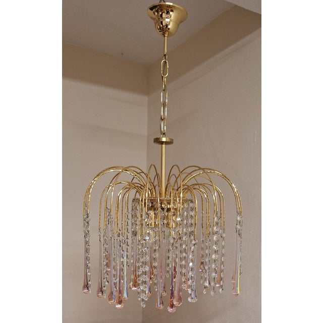 Vintage Ceiling Lamp with Gold-Plated Metal Rods, 1970s, in Very Good conditions. Designed 1970 to 1979 European Plug (up...