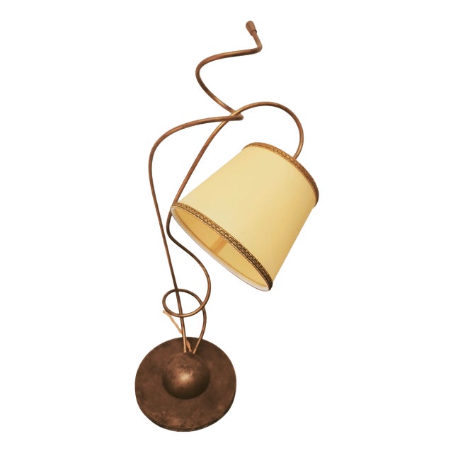 Vintage Lamp with Parchment Shade, 1980s For Sale