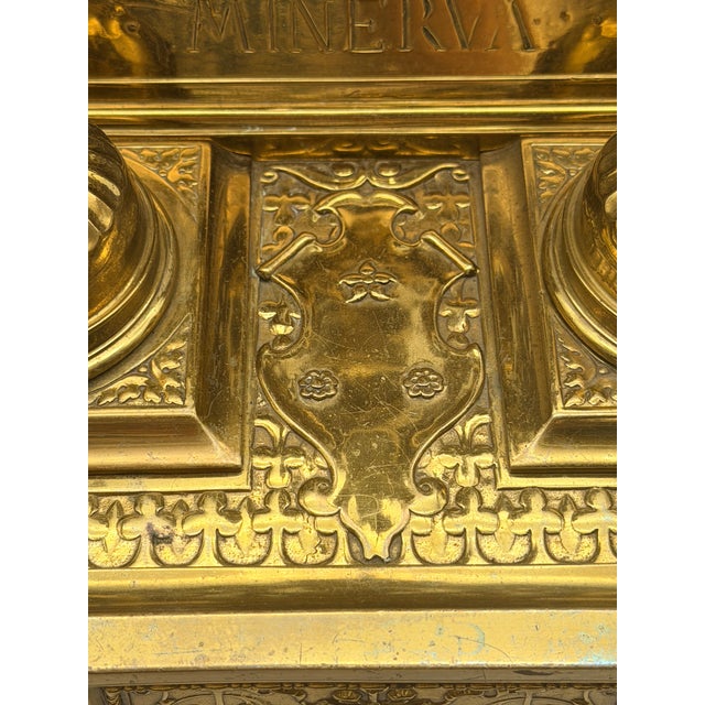 Late 19th Century Ornate Neoclassical Style Brass Double Inkwell Desk Set - "Minerva" & "Medusa" For Sale - Image 14 of 16