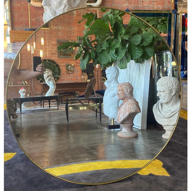 Gold 1960 Mid Century Italian Round Wall Mirror, Italy For Sale - Image 8 of 8