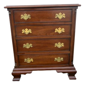 Late 20th Century Henkel Harris Chippendale Style Wild Black Cherry 4 Drawer Nightstand