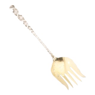 Arts & Crafts Sterling Silver & Gold Washed Twist Fork by Whiting Manufacturing For Sale