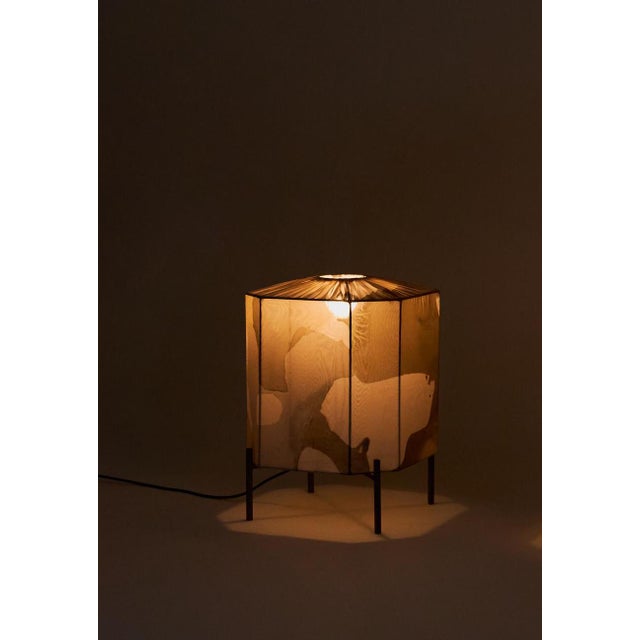 One of a kind silk lantern, hand-painted by artist Kelsey Copeland using acrylic, coffee and ink. The painted silk is sewn...