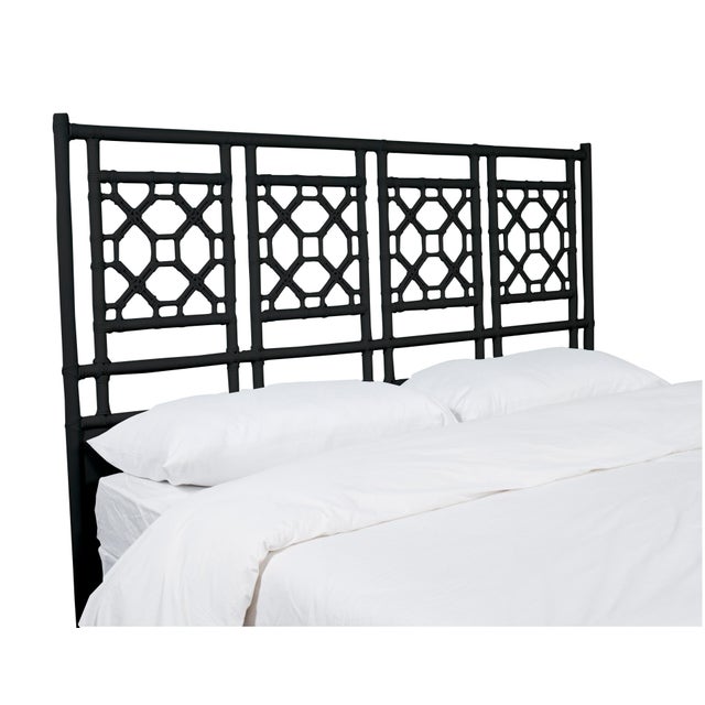 This headboard features classic Rattan design in a geometric pattern. Constructed of solid rattan and hand bound with...