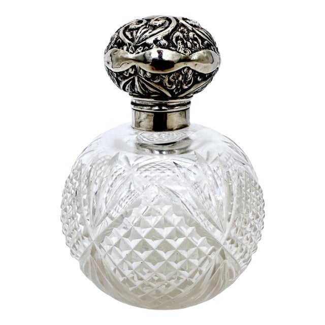 English Sterling Cut Glass & Sterling Perfume, Birmingham 1905, William Dudley’ For Sale