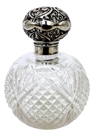 English Sterling Cut Glass & Sterling Perfume, Birmingham 1905, William Dudley’