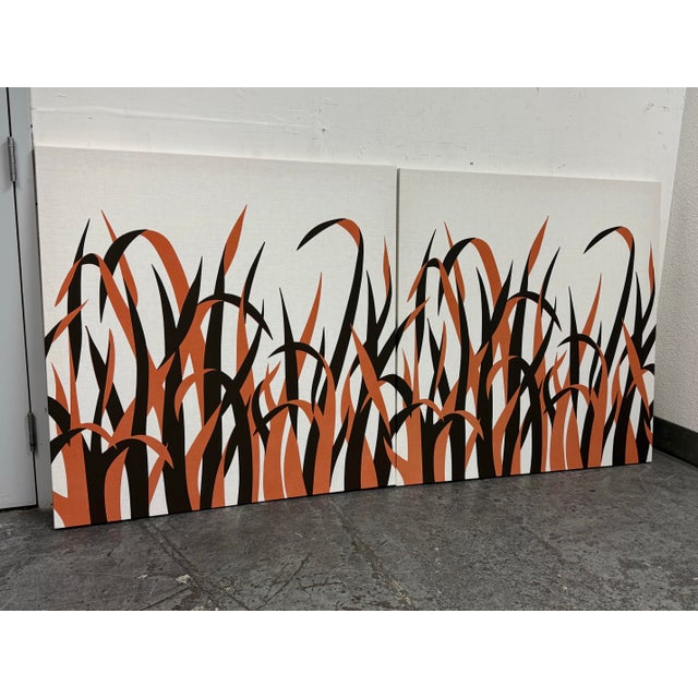 Abstract Victor Langer Graphilia Printed Canvas Panels, Circa 1973 For Sale - Image 3 of 12