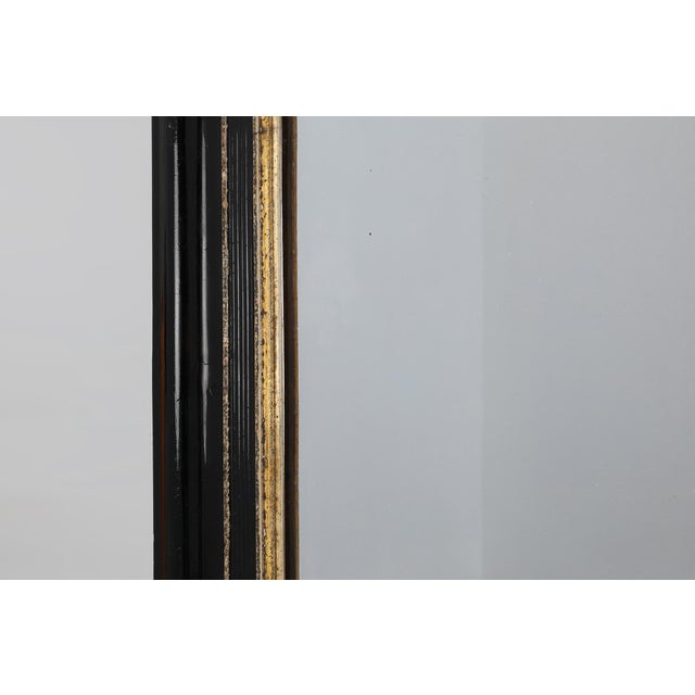 Black French Louis Philippe Mirror in Black Laquered and Gilted Wood, 1850 For Sale - Image 8 of 10