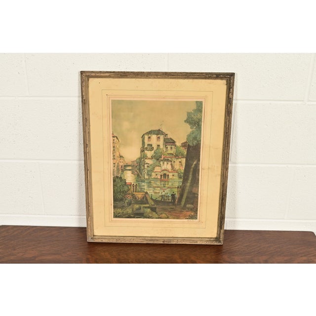 A beautiful vintage framed lithograph of Venice, Italy By Claude Duval (signed lower right) Italy, Circa 1900 Measures:...