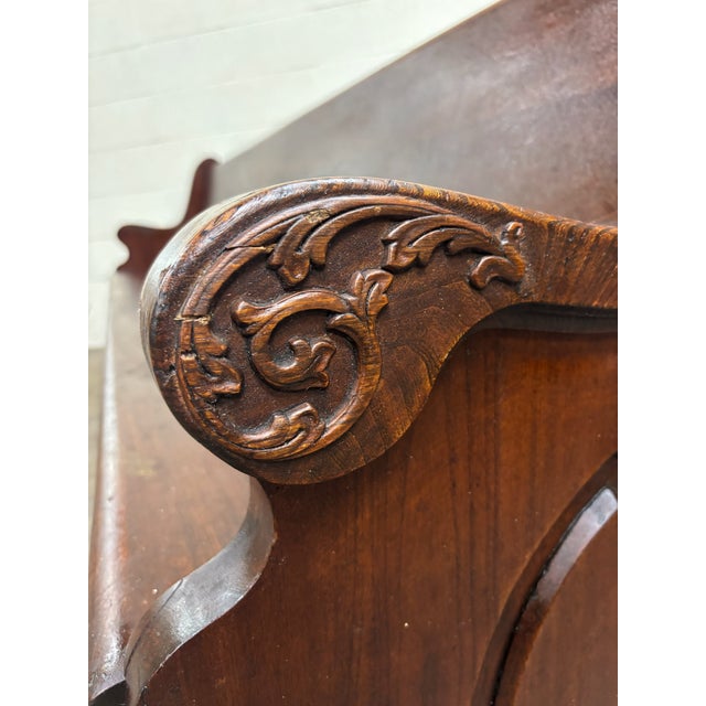 Antique American Gothic Revival 8 Ft Carved Solid Oak Church Pew For Sale In Kansas City - Image 6 of 12