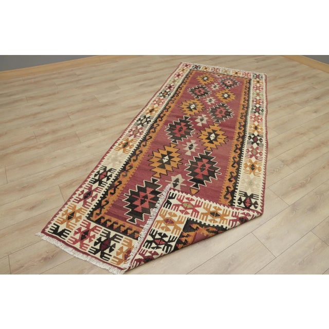 Textile 1950s Southwestern Hand Knotted Kilim Rug For Sale - Image 7 of 13
