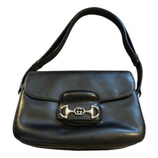 A 1970s Black Leather Shoulder Bag by Gucci For Sale