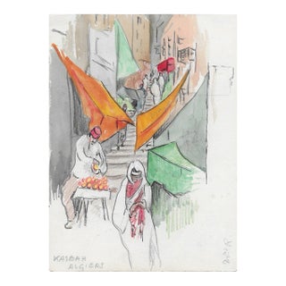 1950s Ivy Attwell Algerian Watercolor For Sale