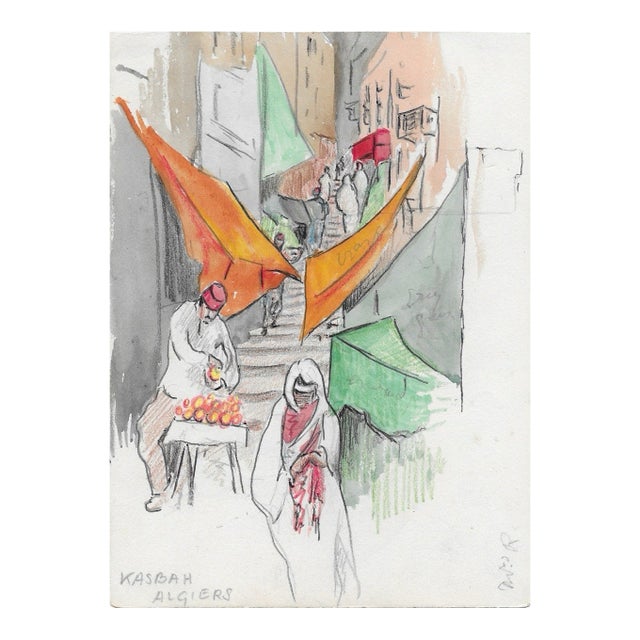 1950s Ivy Attwell Algerian Watercolor For Sale