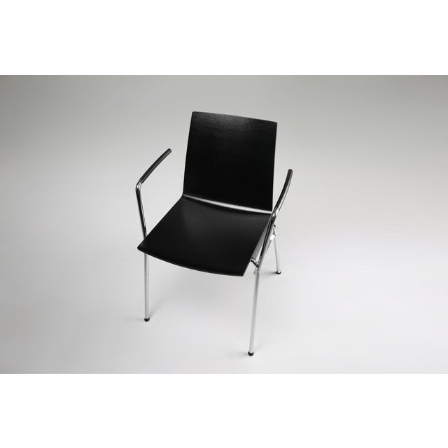 Wood Mid-Century Modern Black Chair in with Armrests, Belgium, 2000s For Sale - Image 7 of 11