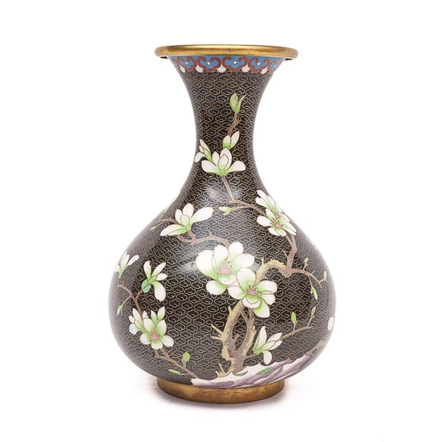 Antique Chinese Enameled Brass Vase, 1890s For Sale - Image 4 of 12
