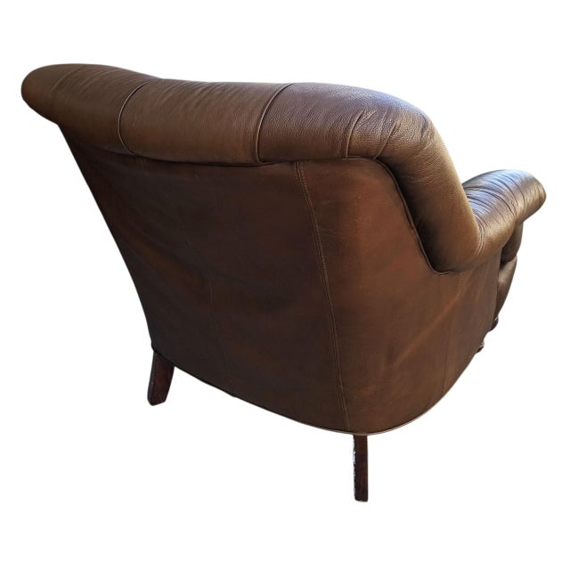 1990s Some Chairs Fill a Space. A Vintage Classic Leather Chair & Ottoman Command It. For Sale - Image 5 of 12