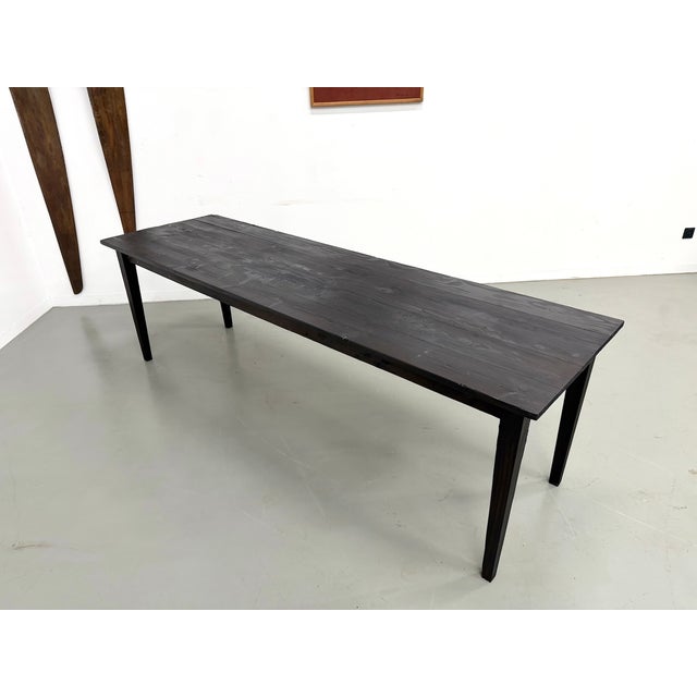 Large Farmhouse Shou Sugi Ban Table in Burnt Wood, 1950s For Sale - Image 16 of 18